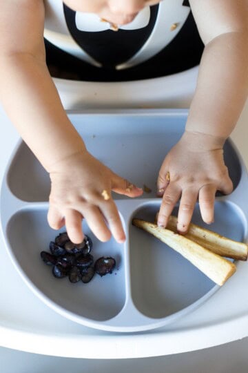 birds eye view of baby at high chair