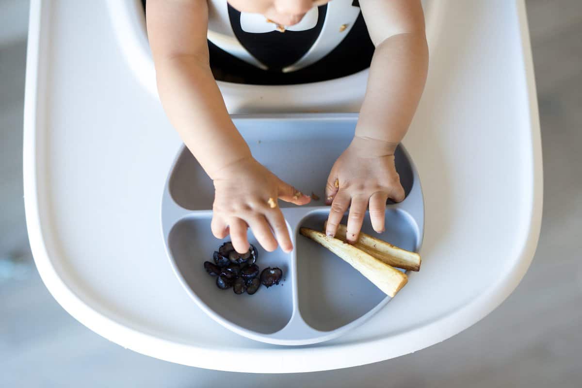 birds eye view of baby at high chair