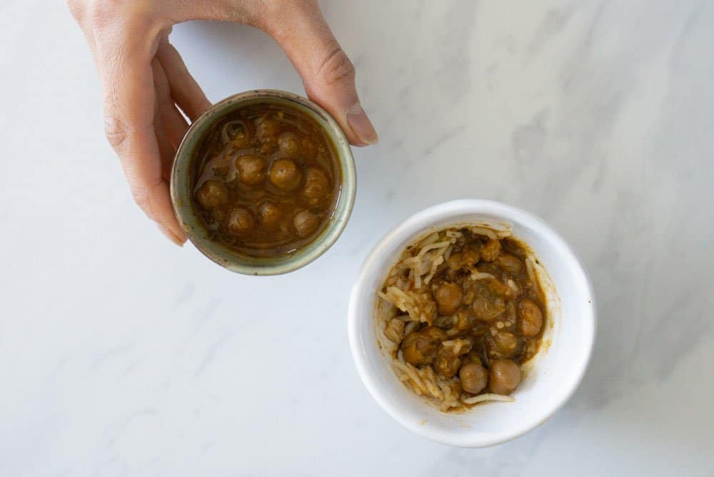 channa masala and kichri in small dishes to serve to a baby