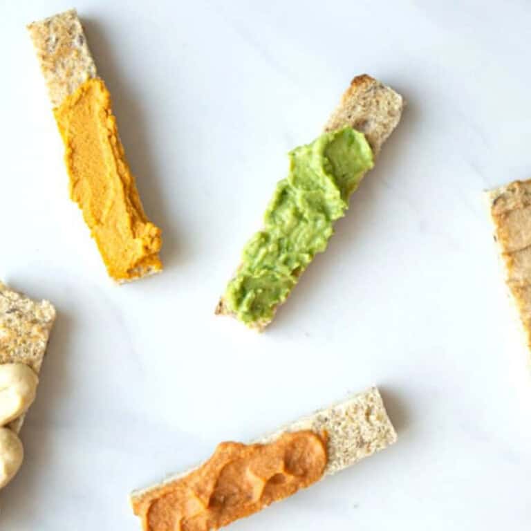 Toast strips for baby led weaning with five different toast toppings