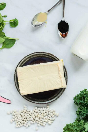 Flat lay image of non dairy calcium foods for babies and toddlers