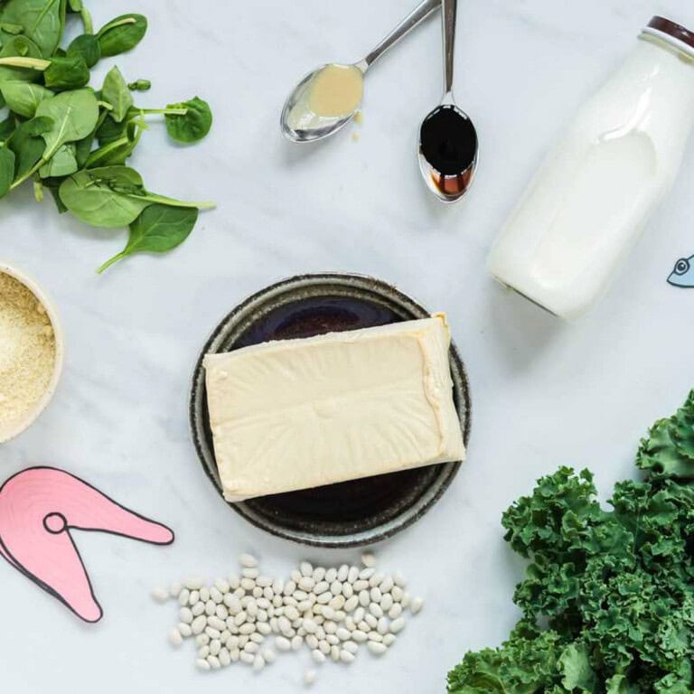 Flat lay image of non dairy calcium foods for babies and toddlers