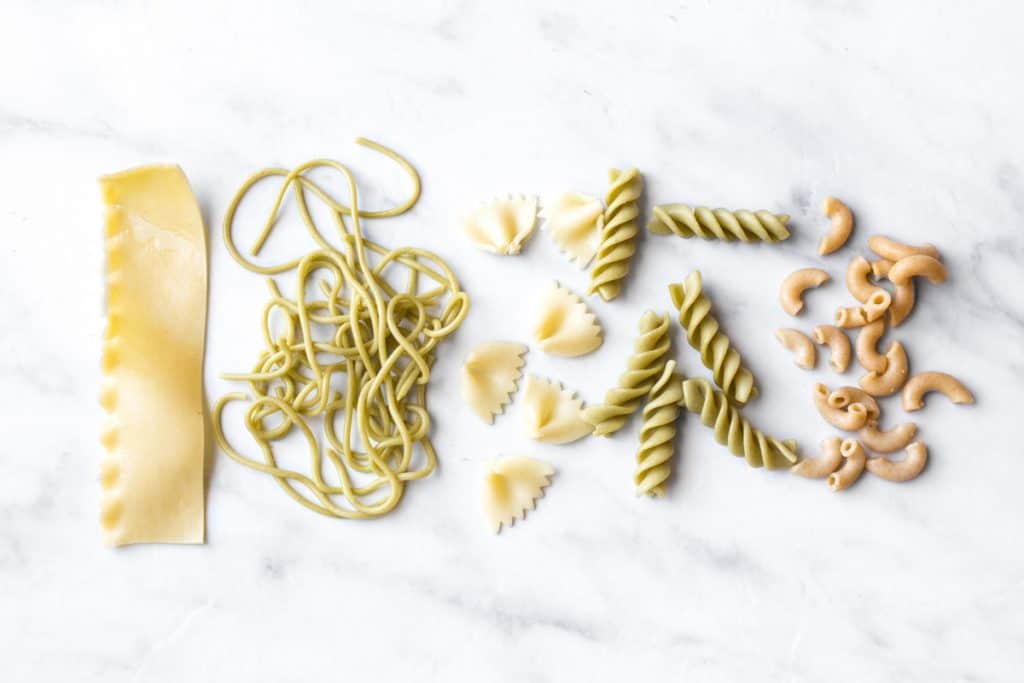 Different types of pasta to try with baby as they get older. 