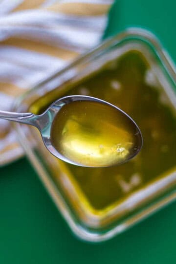 A spoonful of freshly made ghee that hasn't solidified yet.