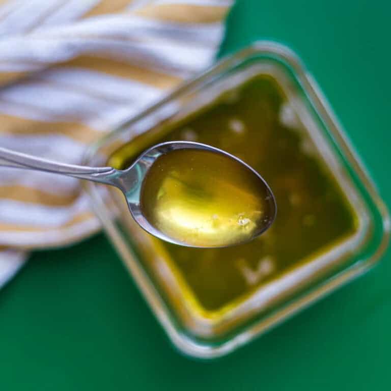 A spoonful of freshly made ghee that hasn't solidified yet.