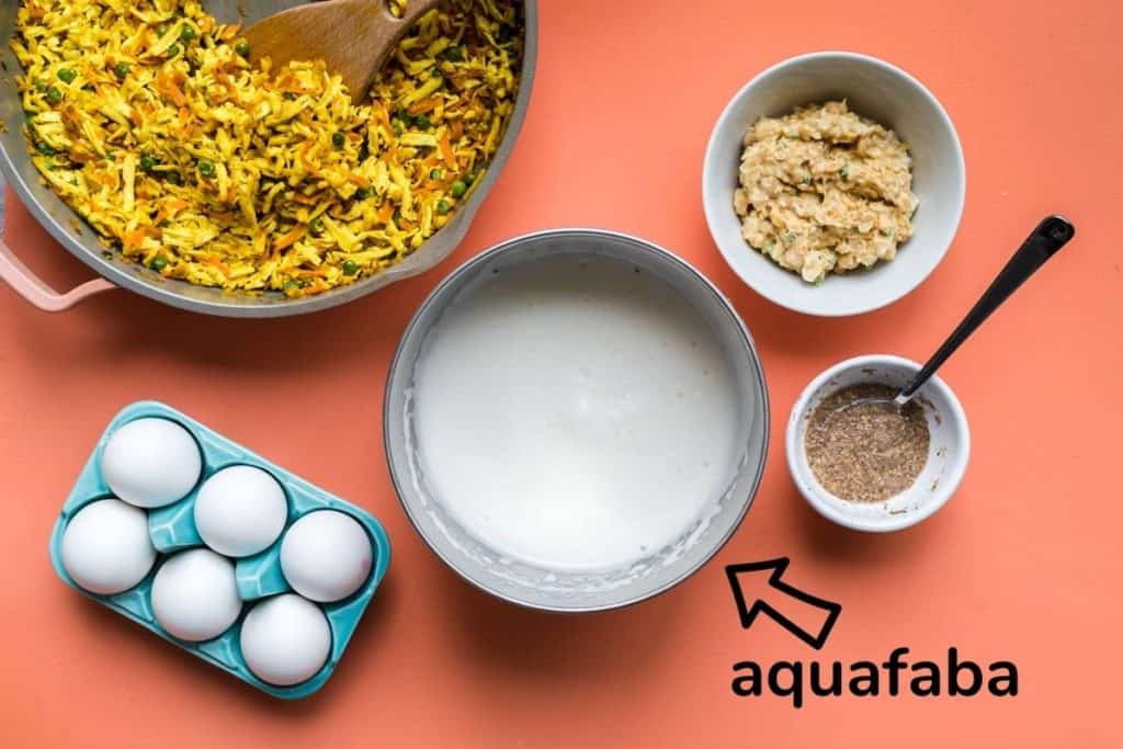 image of egg replacement ideas with a focus on aquafaba