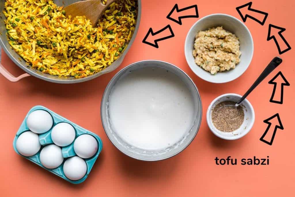 image of egg replacement ideas with a focus on tofu sabzi