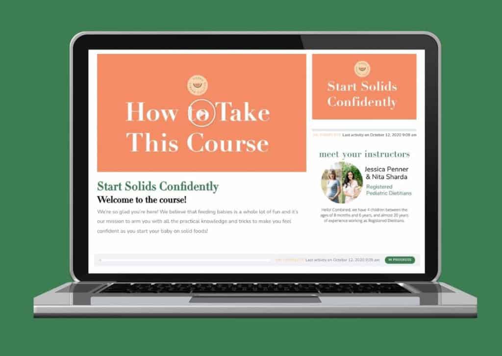 image of laptop showing the start solids confidently self-paced e-course