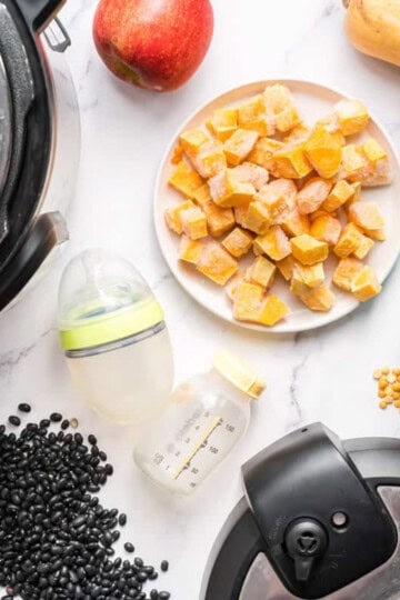 a collage showing a variety of ways the instant pot can be used to make baby food