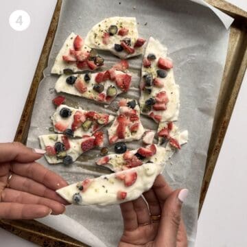 What the yogurt bark for babies looks like after freezing and slicing.