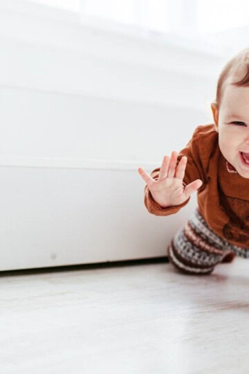 baby crawling towards camera