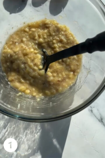 mashed banana in a bowl