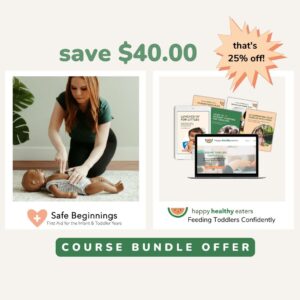 Product image for the bundle that contains our Feeding Toddlers Confidently ecourse and Safe Beginnings First Aid/CPR Ecourse