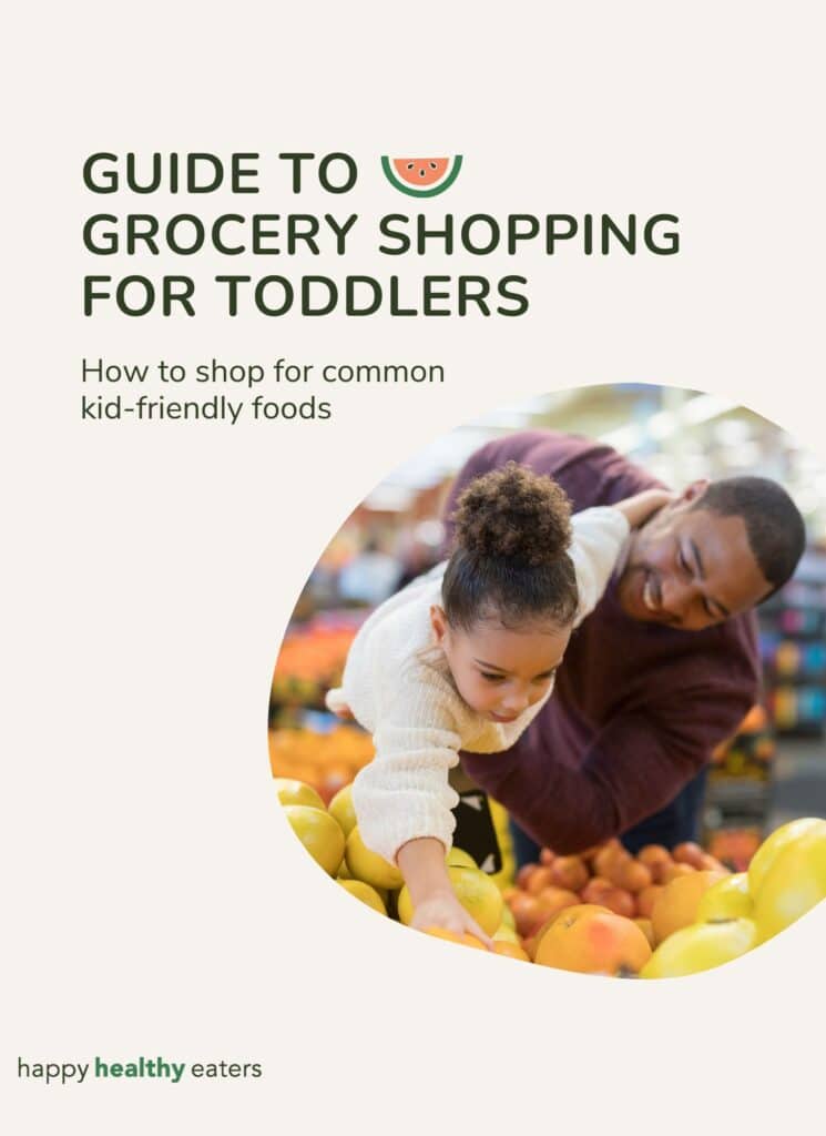 Cover page for the guide to grocery shopping for toddlers