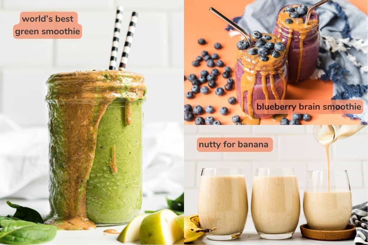 collage of kid-friendly smoothies