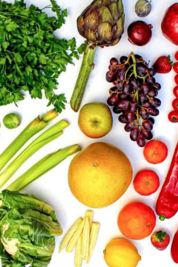 rainbow collage of fruits and veggies
