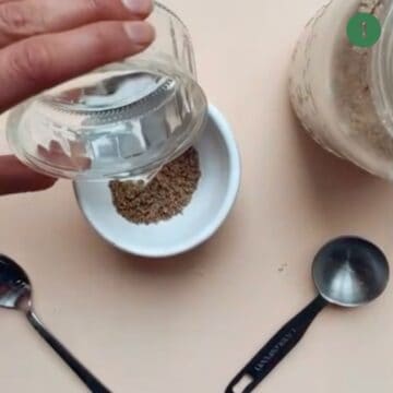 Mixing a flax seed egg.