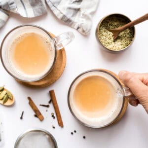 two mugs of kids masala chai milk