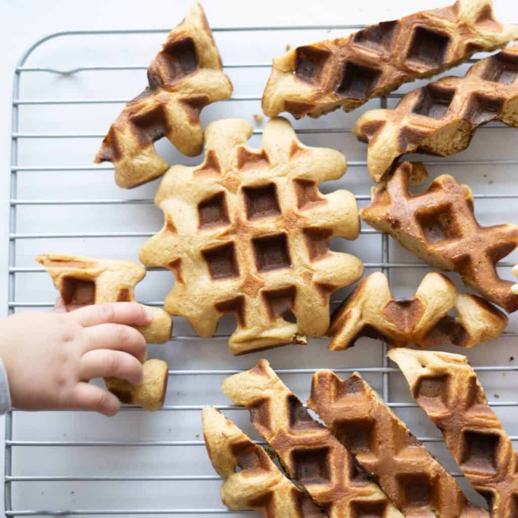 Peanut butter chickpea waffles for babies
