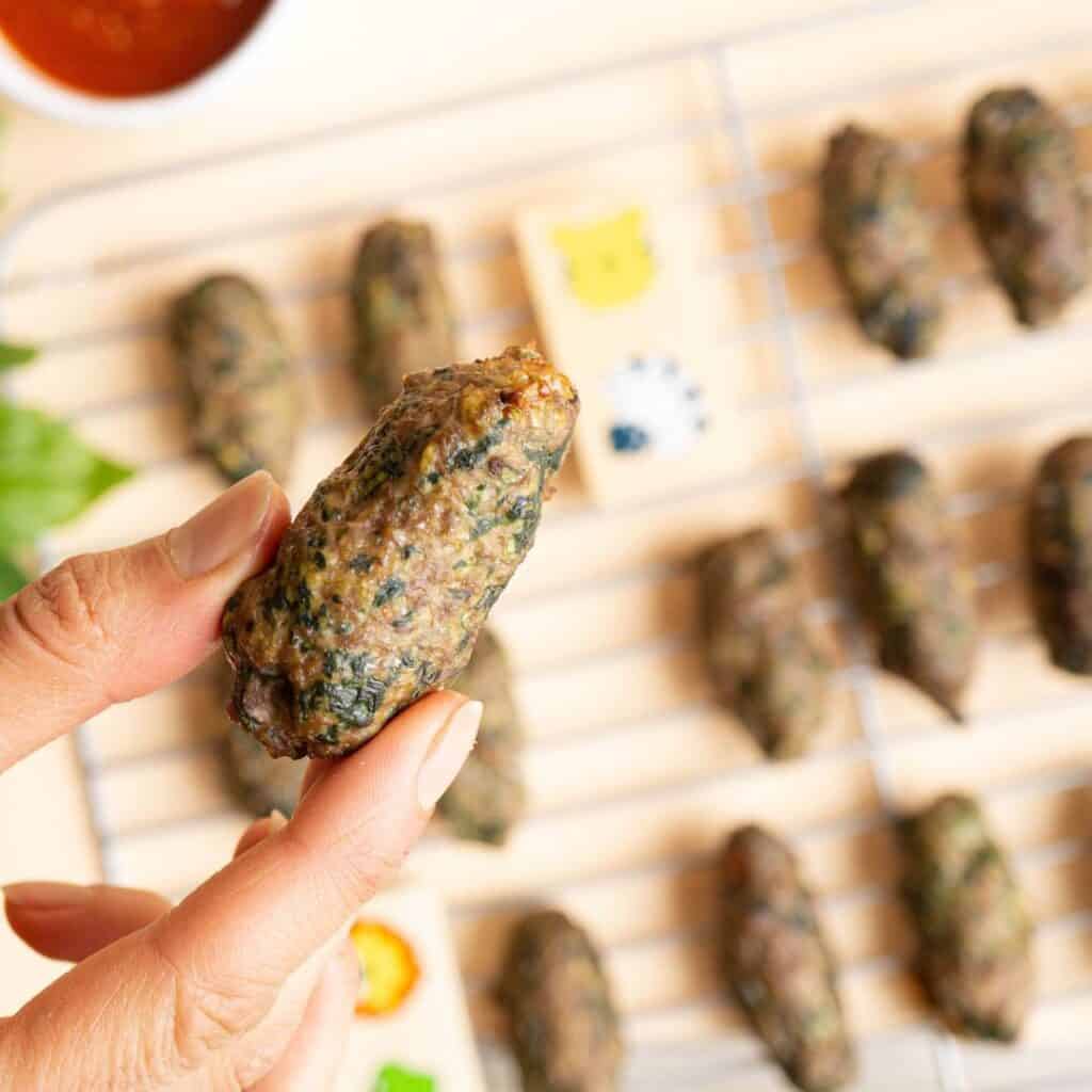 Basil beef kebabs for babies