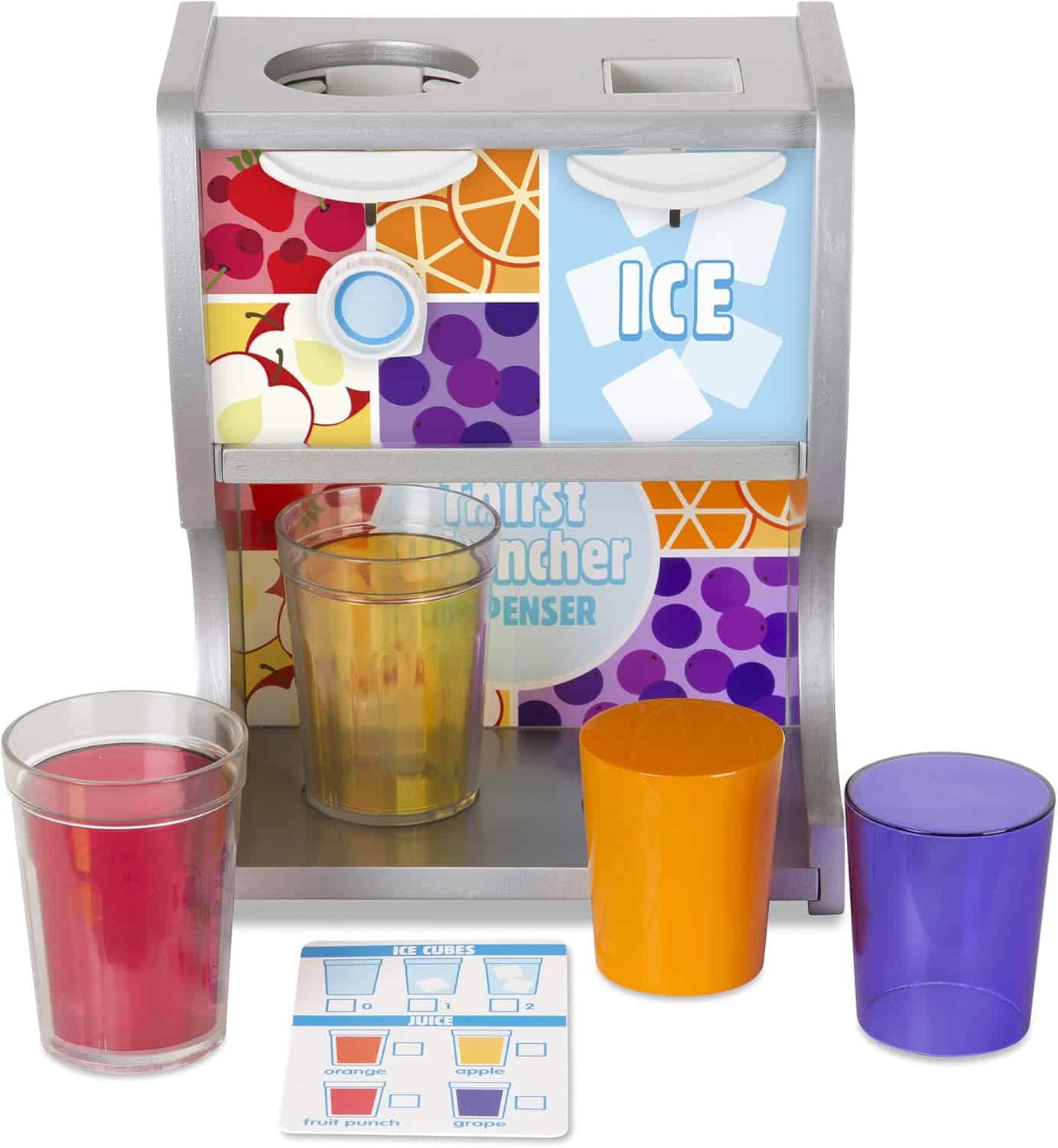A children's interactive toy that is a beverage dispenser for food play.