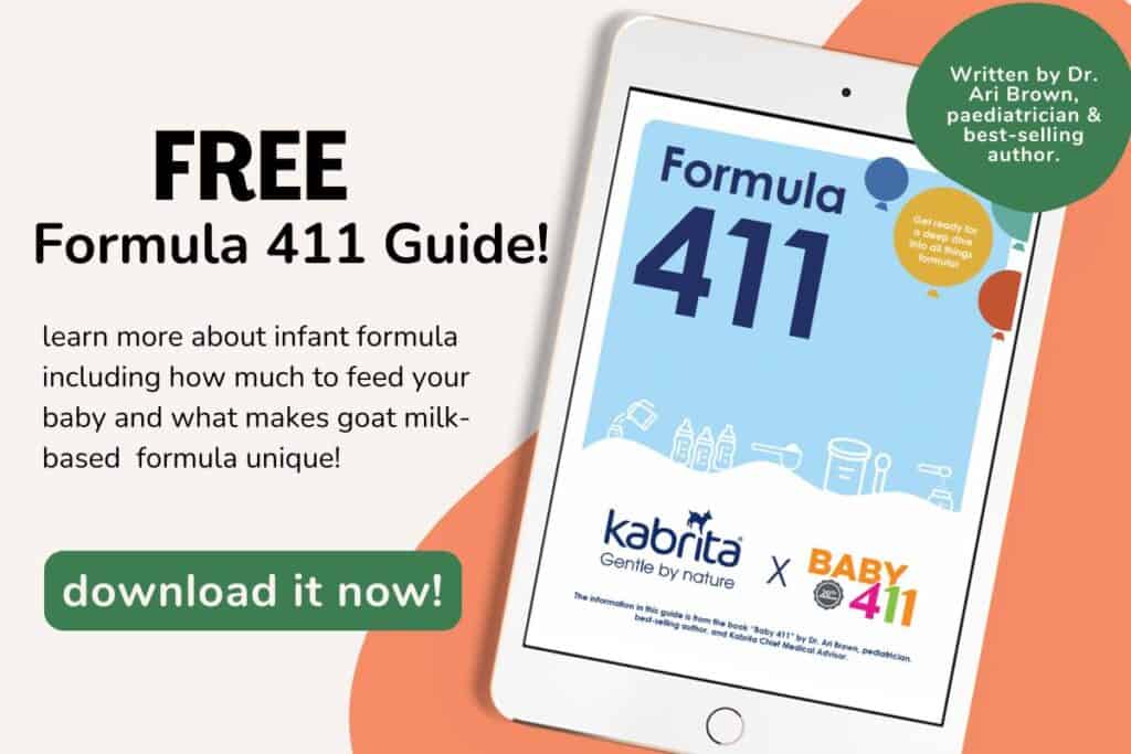 image of an ipad with the cover of the formula 411 guide written by Dr. Ari Brown, pediatrician.