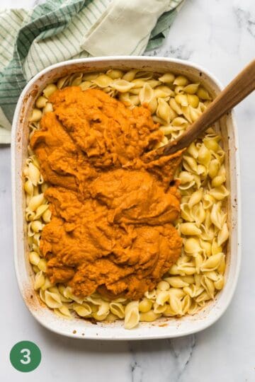 veggie loaded pasta sauce for toddlers poured onto the pasta.  