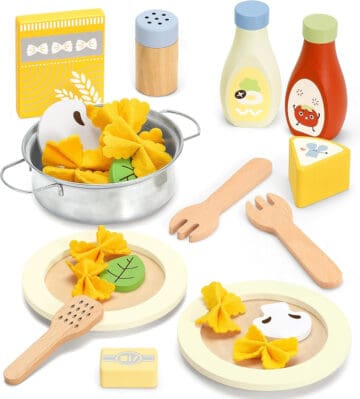Image of wooden pasta toy set