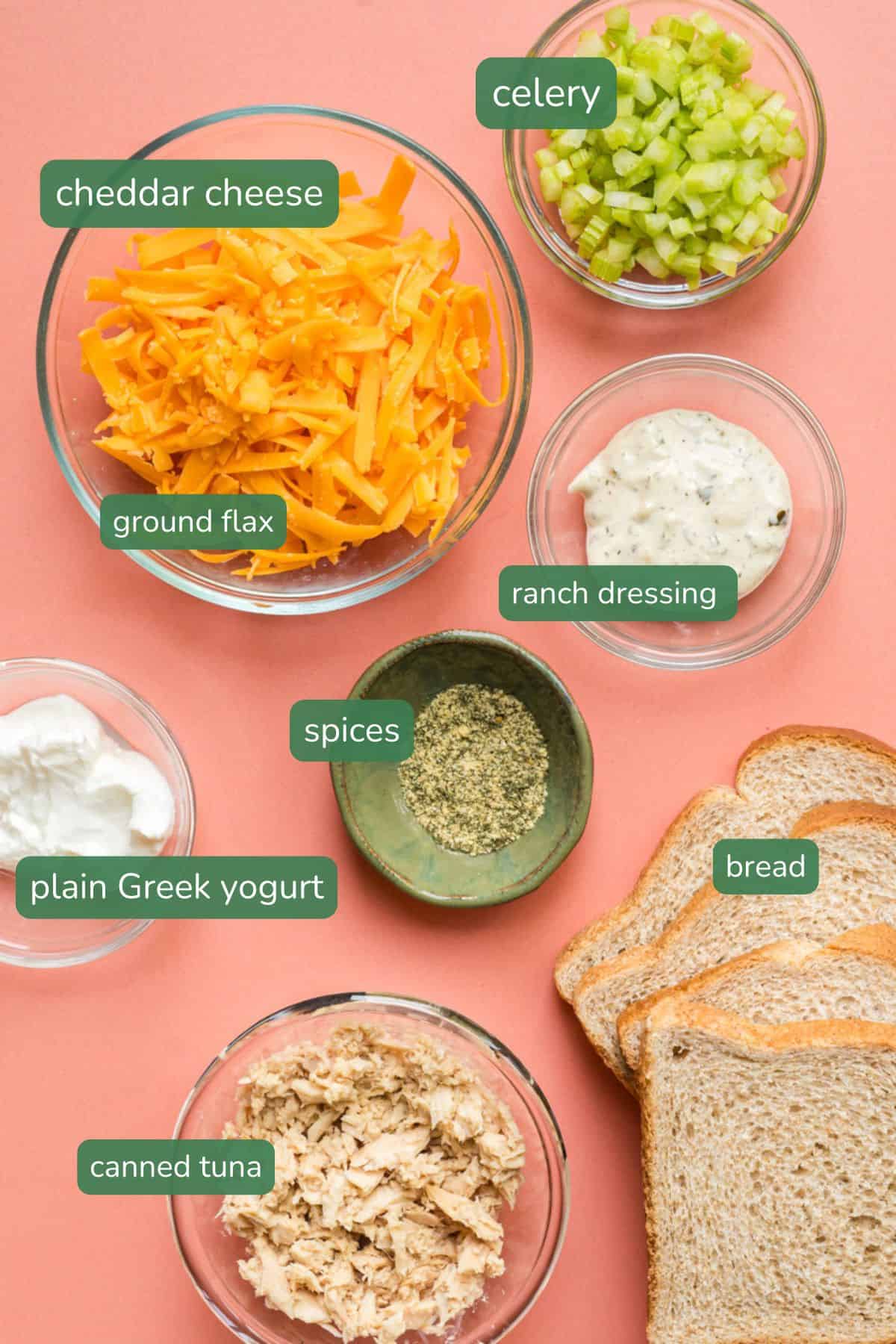 ingredients for a ranch tuna melt