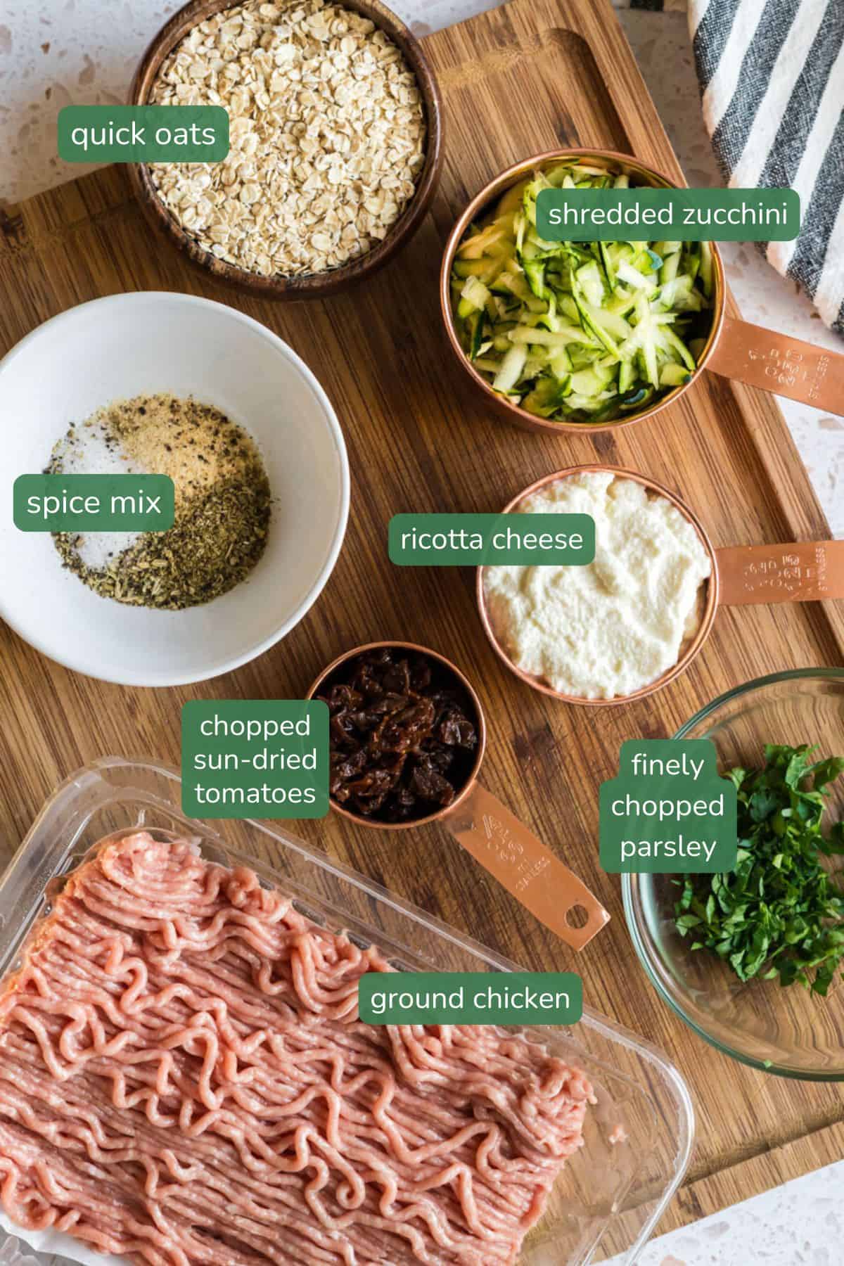 Ingredients for Italian chicken meatballs for babies. 