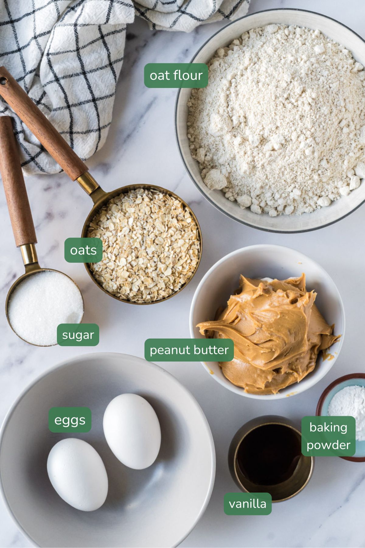Ingredients for toddler breakfast bars with peanut butter and jam