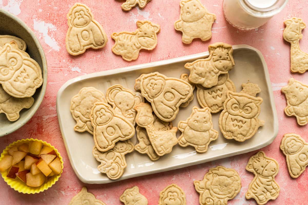 homemade animal crackers arranged on a serving plate
