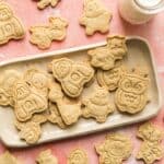 Homemade animal oat crackers arranged on a plate