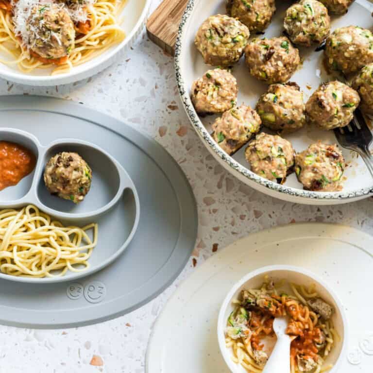 Italian flavoured chicken meatballs for babies.