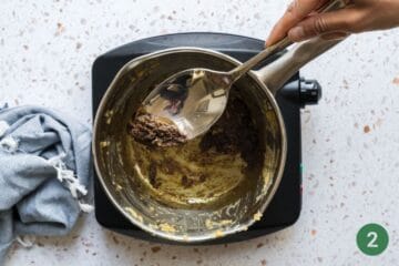 What the spice mix looks like after sauteeing with the oil for baby led weaning sweet potato fritters. 